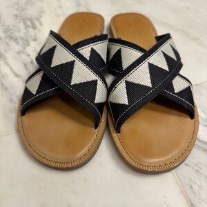 SOLD Toms Black and White Geometric Sandals Size 6